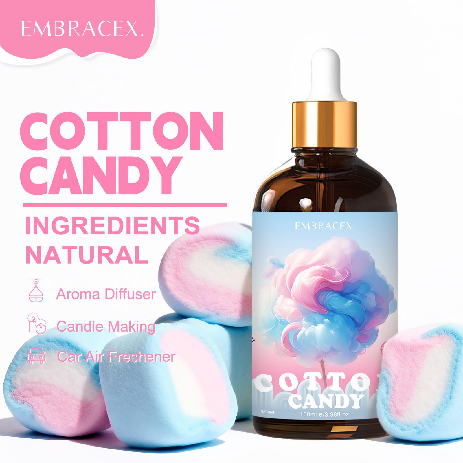 Aromatherapy Diffuser - 100ml 綿菓子エッセンシャルオイルディフューザーキャンドル作り、友達への贈り物、甘い香りのアロマセラピー