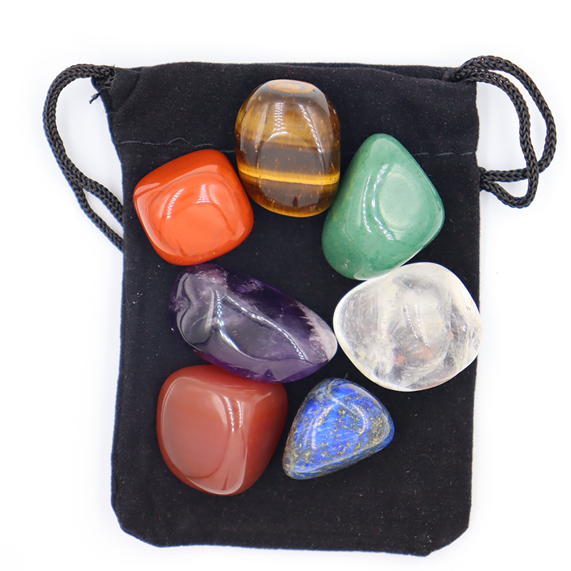 Healing Crystal Set - 家の装飾のための磨かれたエネルギーストーン,天然クリスタル,ヨガとチャクラの癒しの宝石,人気の石,再生と癒し,7ピース/セット