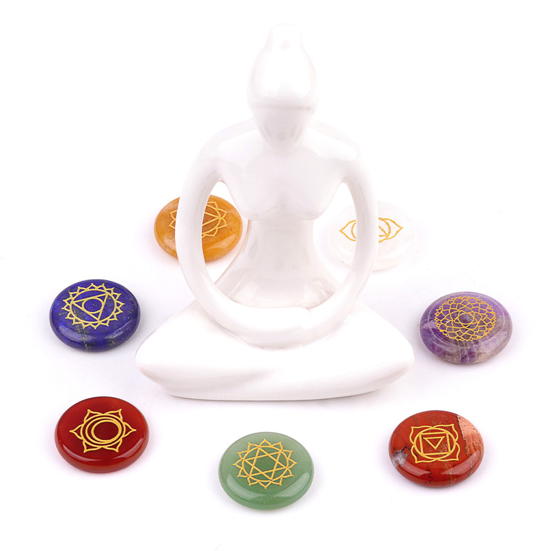 7 ピース/セット天然石ビーズ飾りラウンド彫刻クリスタルロー - Healing Crystal Set のレビューと価格