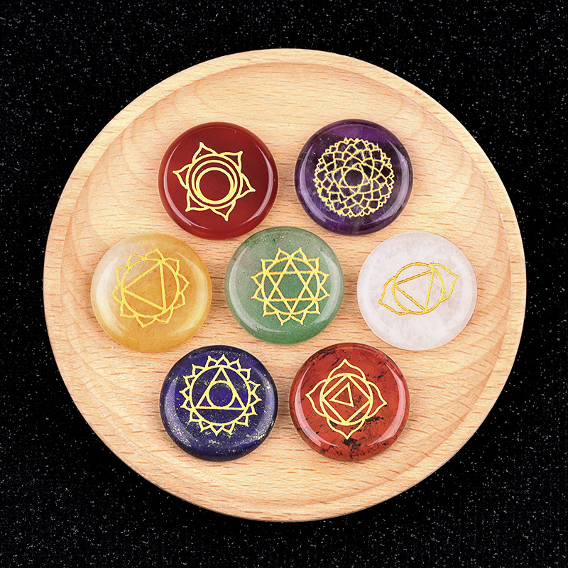 7 ピース/セット天然石ビーズ飾りラウンド彫刻クリスタルロー - Healing Crystal Set のレビューと価格