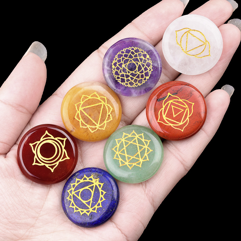 7 ピース/セット天然石ビーズ飾りラウンド彫刻クリスタルロー - Healing Crystal Set のレビューと価格
