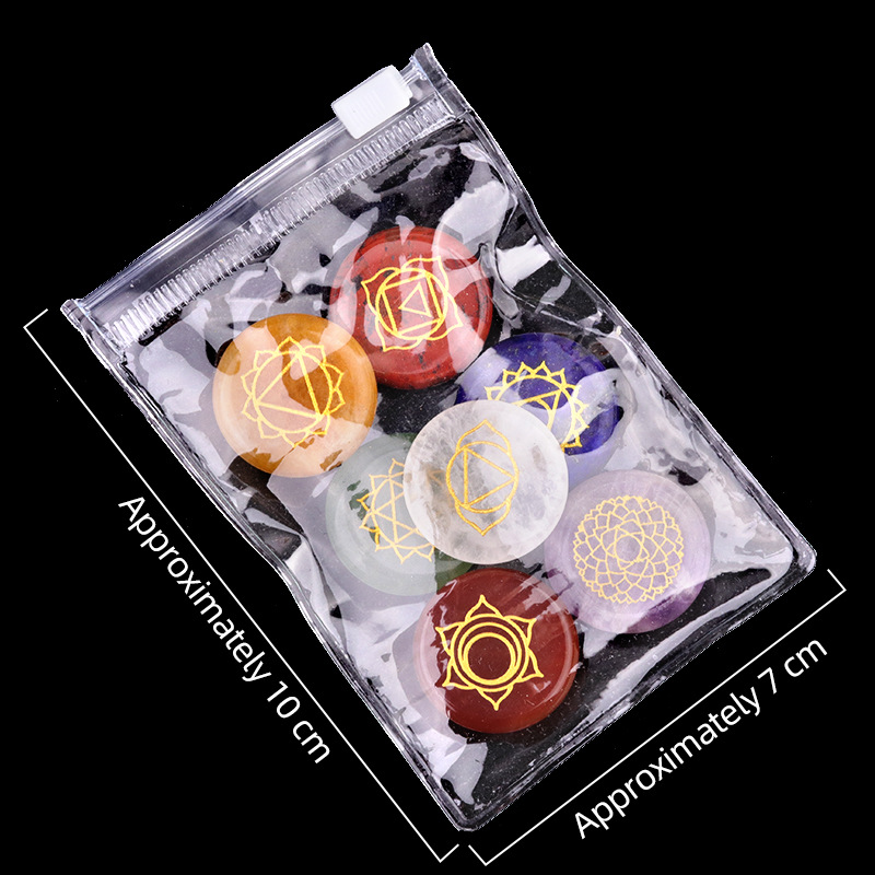 7 ピース/セット天然石ビーズ飾りラウンド彫刻クリスタルロー - Healing Crystal Set のレビューと価格