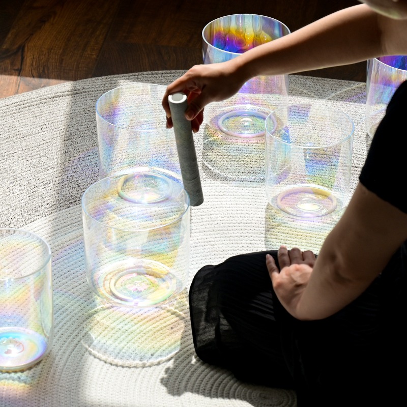 透明なシンギングボウルセット サウンドヒーリング クォーツボ - Healing Crystal Set のレビューと価格