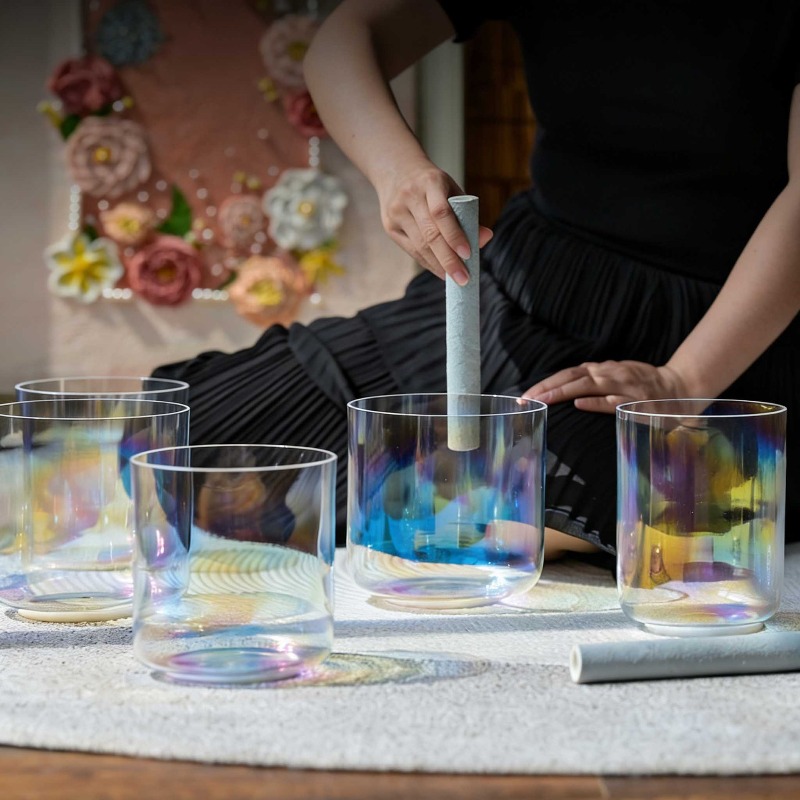 透明なシンギングボウルセット サウンドヒーリング クォーツボ - Healing Crystal Set のレビューと価格