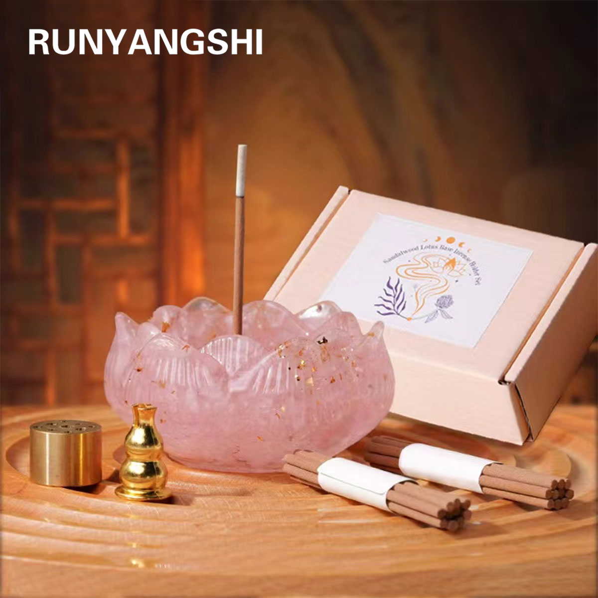 レジンレイキ石キャンドルベース、天然クリスタルスポイト、アロ - Healing Crystal Set のレビューと価格