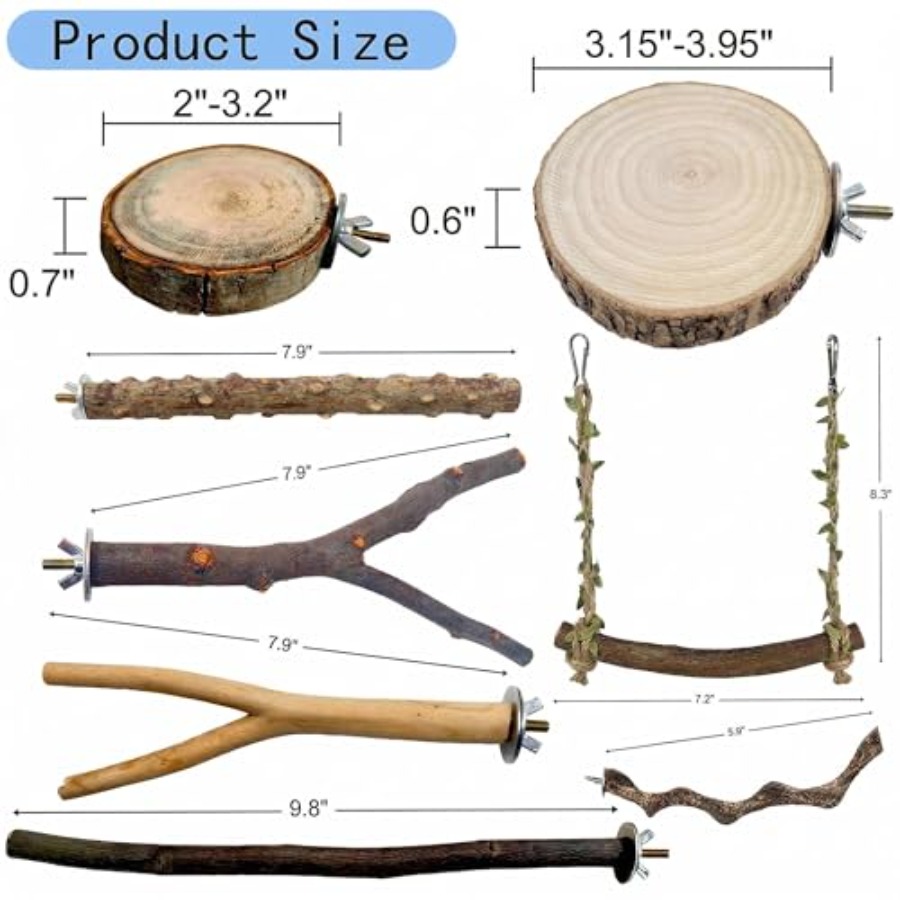 8個入り天然木製鳥用止まり木、小型鳥かご用、茶色、環境に優し - Health & Wellness Lafayette Reviews のレビューと価格
