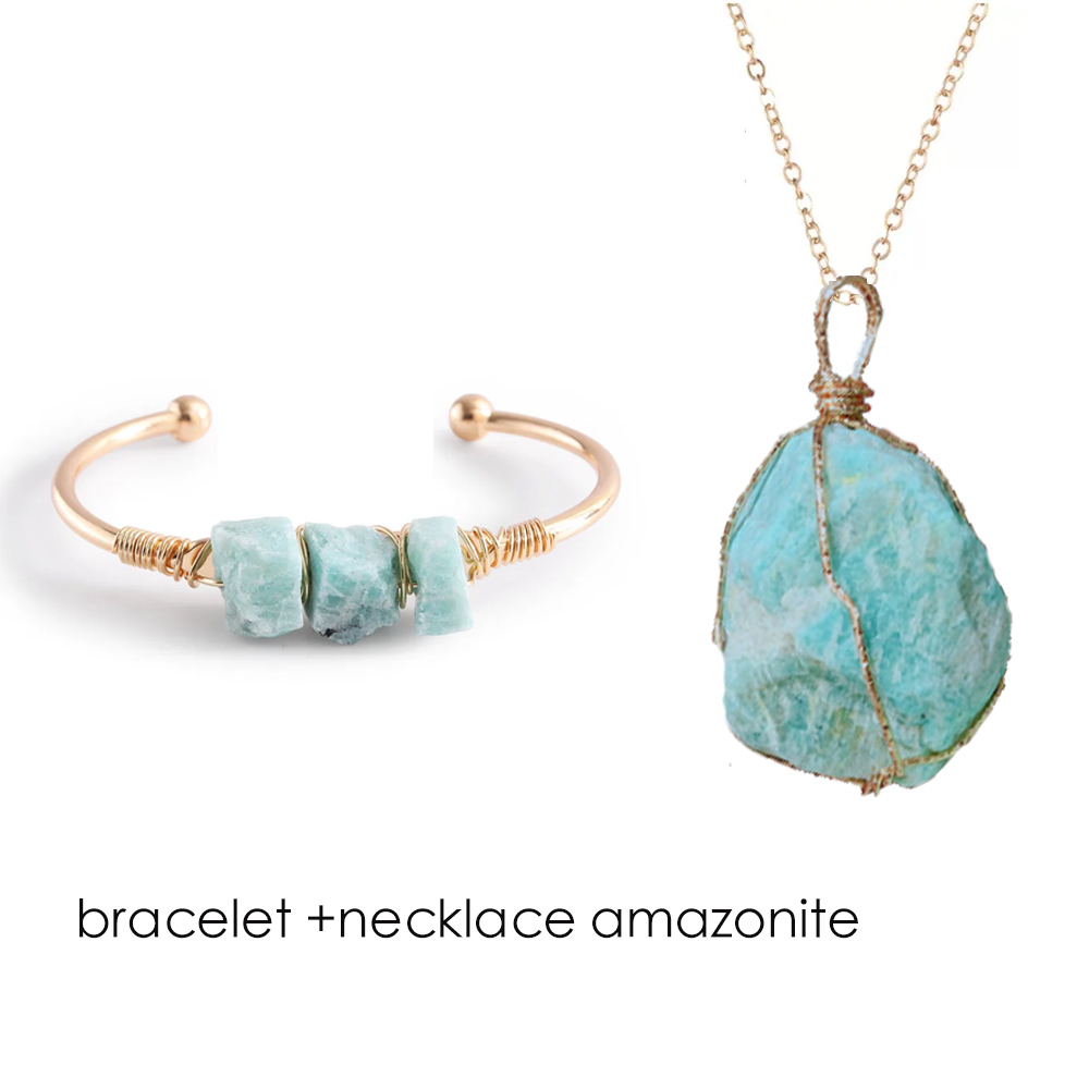 女性用天然石のオープン手錠ブレスレット,ヒーリングクリスタル - Healing Crystal Set のレビューと価格